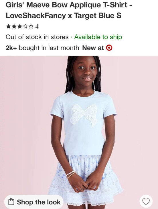 LoveShackFancy Other - LoveShackFancy Light Blue Girls' Bow Applique Tee